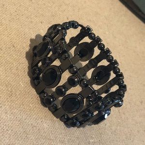 Dark tone silver and black bracelet